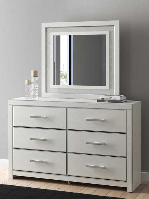 Birmonton Queen Upholstered Panel Platform Bed, Dresser and Mirror