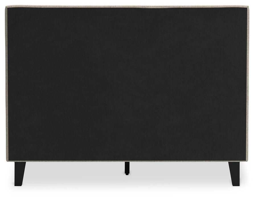 Cielden Full Upholstered Bed with Roll Slats, Dresser, Mirror, Chest and Nightstand