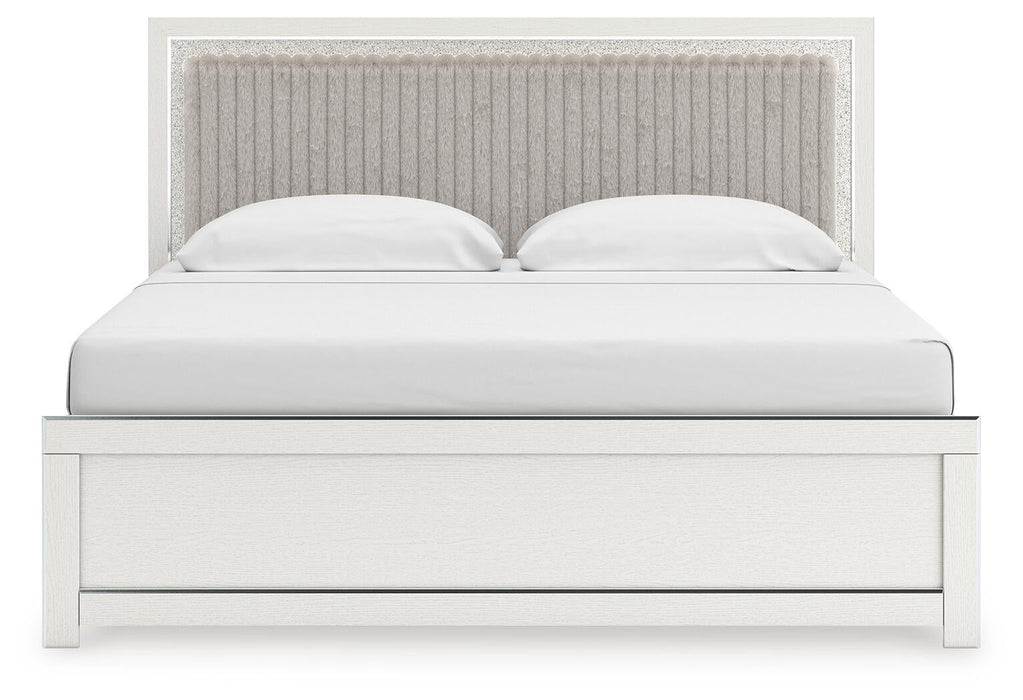 Birmonton King Upholstered Panel Bed, Dresser, Mirror, Chest and Nightstand