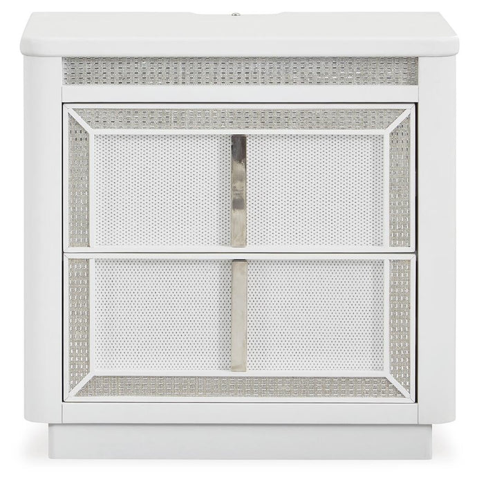Chalanna King Upholstered Storage Bed, Dresser, Mirror and Nightstand