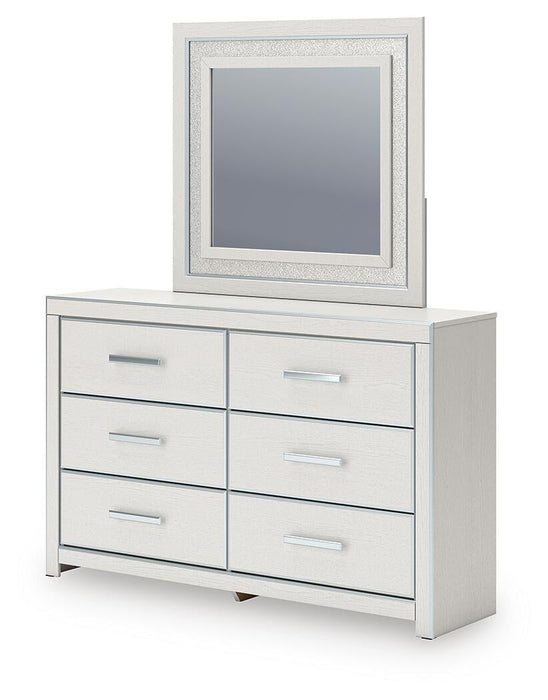 Birmonton King Upholstered Panel Platform Bed, Dresser, Mirror and Nightstand