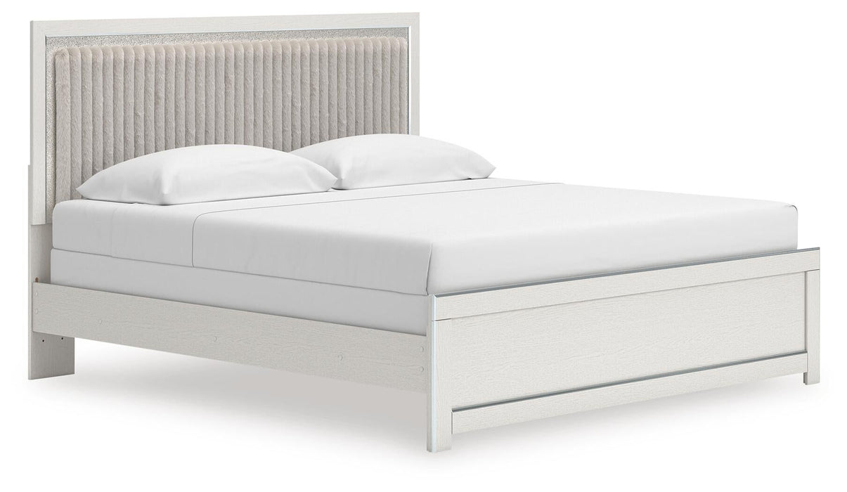 Birmonton King Upholstered Panel Bed, Dresser and Mirror