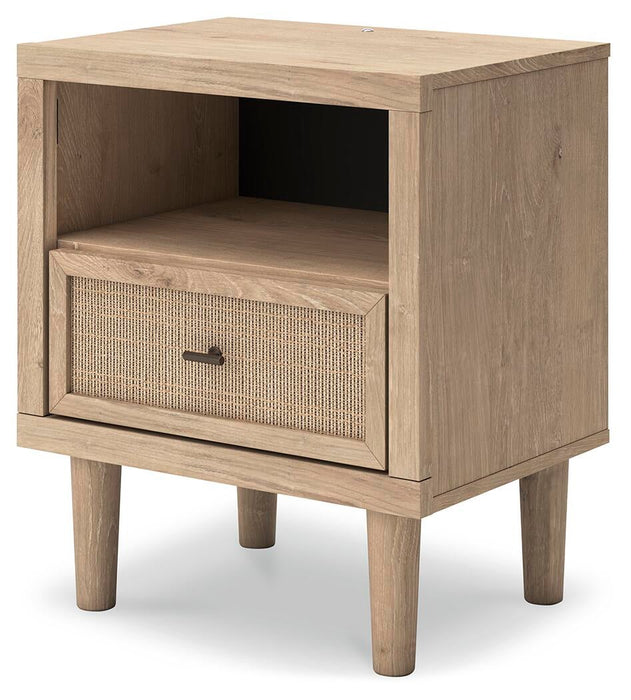 Cielden California King Upholstered Bed with Roll Slats, Dresser, Mirror, Chest and Nightstand