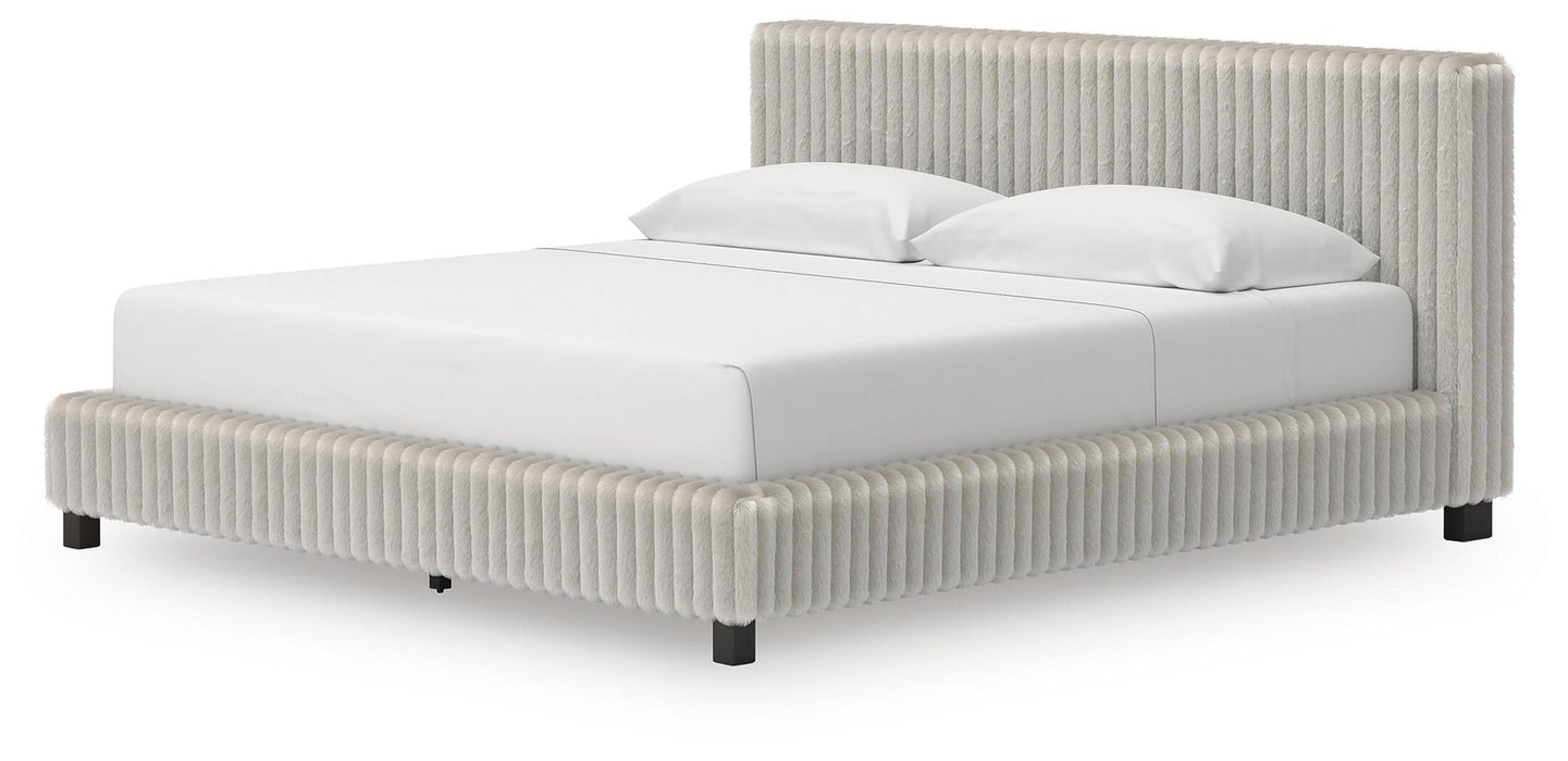 Birmonton King Upholstered Bed, Dresser and Mirror