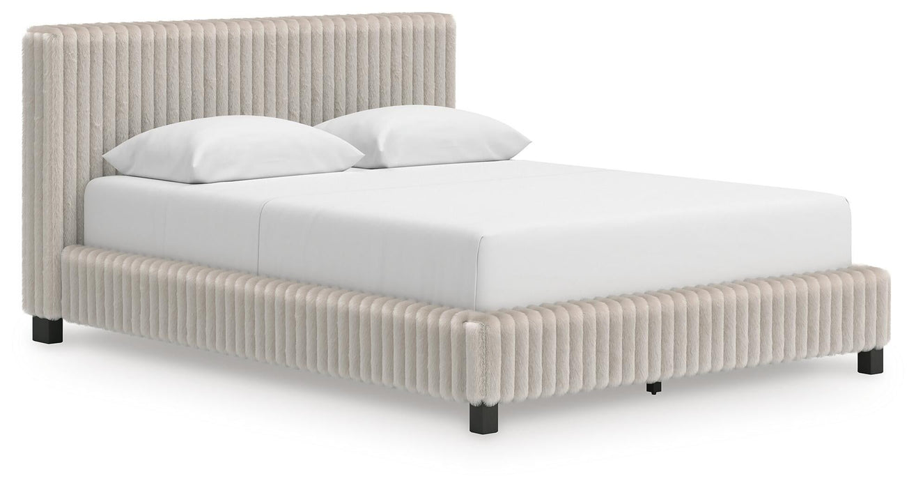 Birmonton Queen Upholstered Bed, Dresser and Mirror