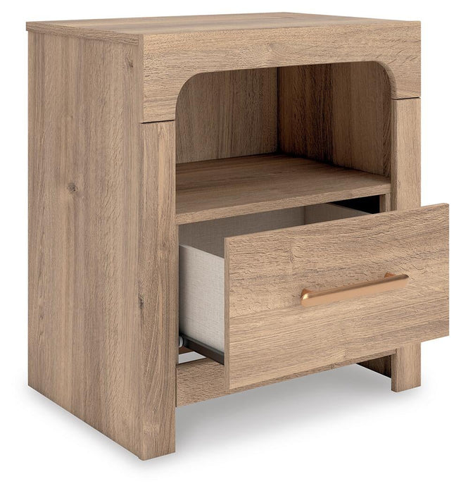 Hollymount King Upholstered Panel Bed, Dresser, Mirror and Nightstand