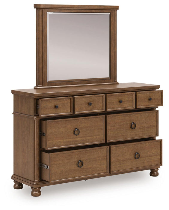 Chadworth Queen Poster Bed with Mirrored Dresser