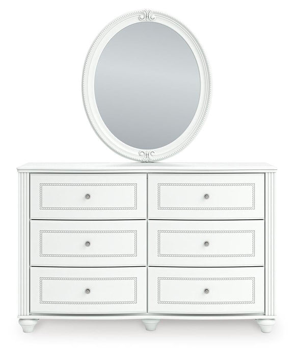 Maylilly Full Upholstered Panel Bed, Dresser, Mirror and Nightstand