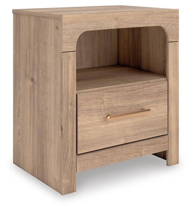 Hollymount King Upholstered Platform Bed, Dresser, Mirror and Nightstand