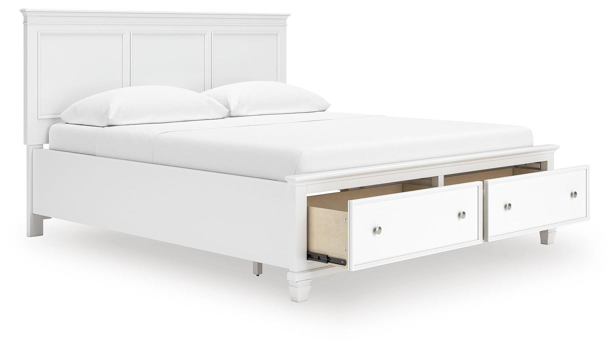 Fortman California King Panel Storage Bed, Dresser and Mirror