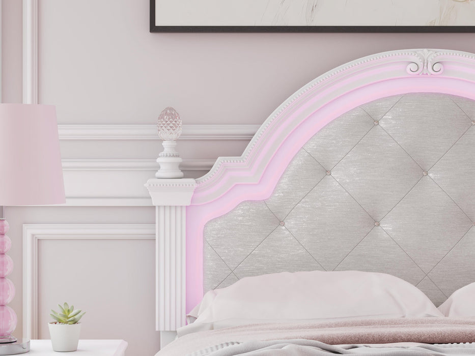 Maylilly Full Upholstered Panel Bed, Dresser and Mirror