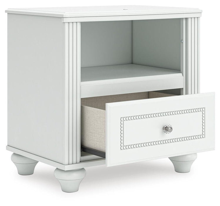 Maylilly Twin Upholstered Panel Bed, Dresser, Mirror and Nightstand