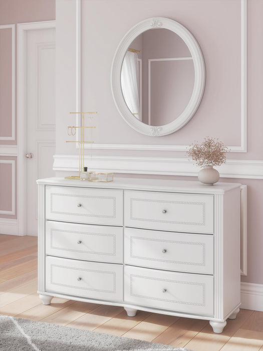 Maylilly Twin Upholstered Panel Bed, Dresser, Mirror and Nightstand