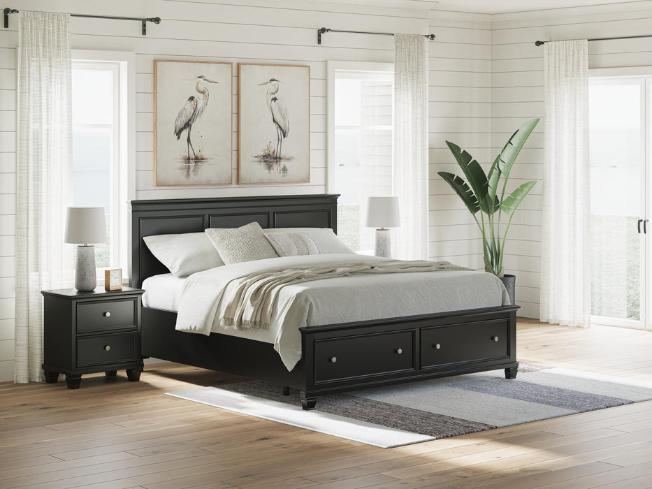 Lanolee King Panel Storage Bed, Dresser, Mirror and Nightstand