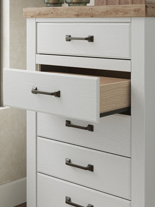 Savonport King Panel Bed, Dresser, Mirror, Chest and Nightstand