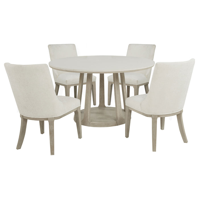 Lucaire 5-piece 54-inch Round Cultured Marble Dining Set Sandstone