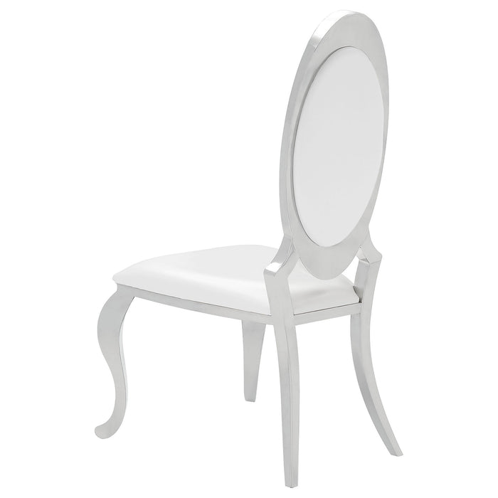 Antoine 7-piece White Tempered Glass Dining Set Cream White Chairs