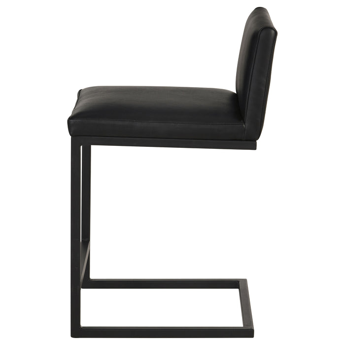 Vardon Genuine Leather Counter Height Chair Black (Set of 2)