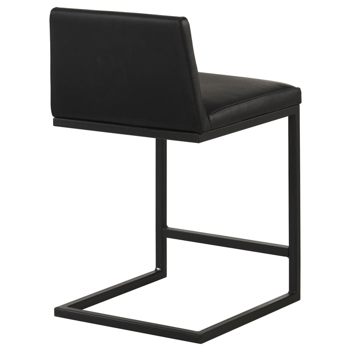 Vardon Genuine Leather Counter Height Chair Black (Set of 2)