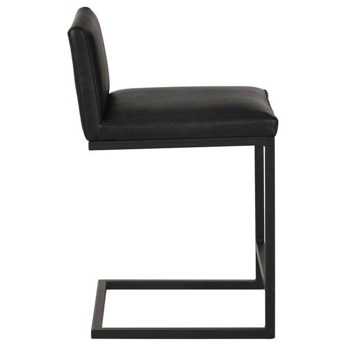 Vardon Genuine Leather Counter Height Chair Black (Set of 2)