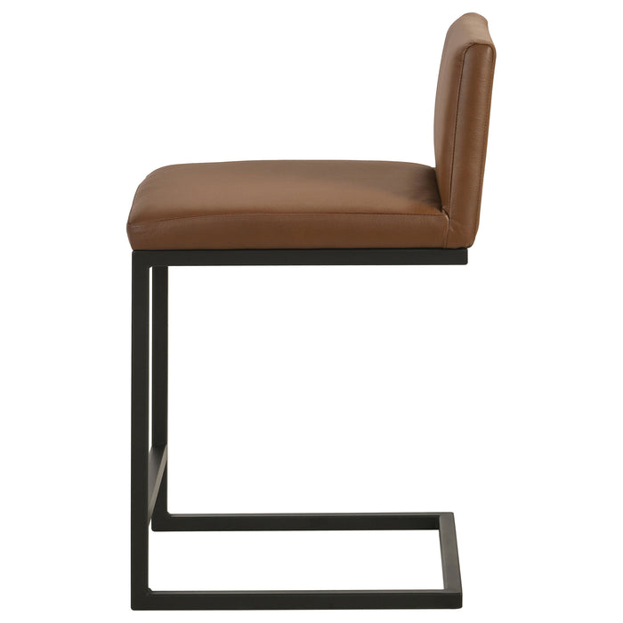 Vardon Genuine Leather Counter Height Chair Dark Brown (Set of 2)