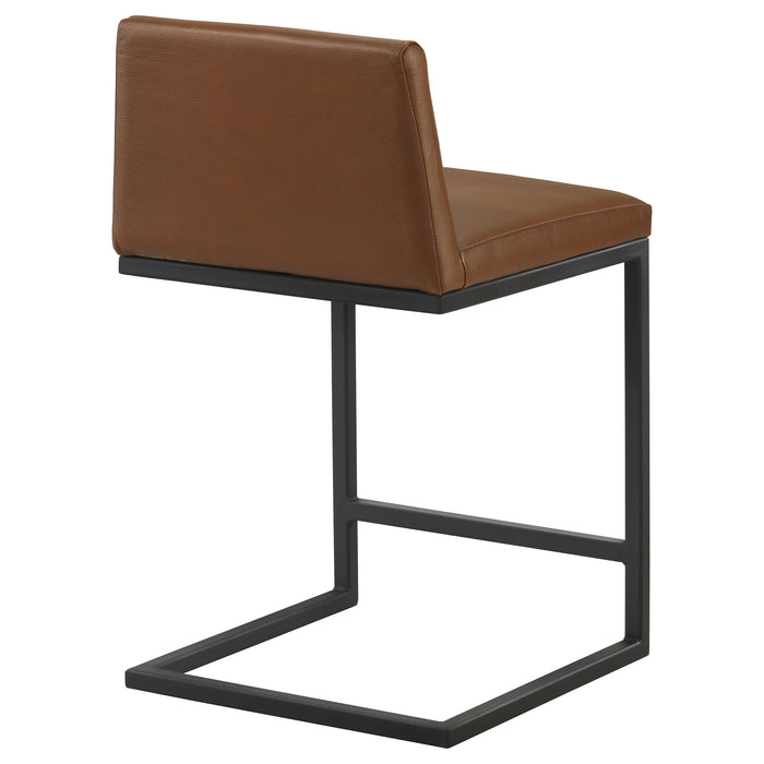 Vardon Genuine Leather Counter Height Chair Dark Brown (Set of 2)