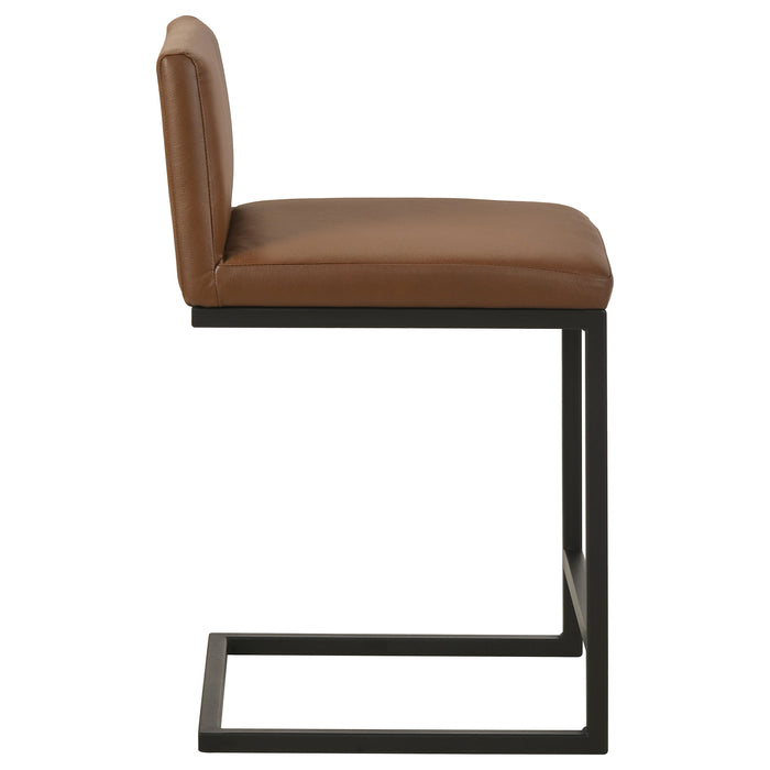Vardon Genuine Leather Counter Height Chair Dark Brown (Set of 2)