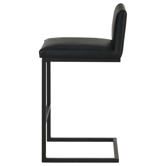 Vardon Genuine Leather Bar Stool Black (Set of 2)