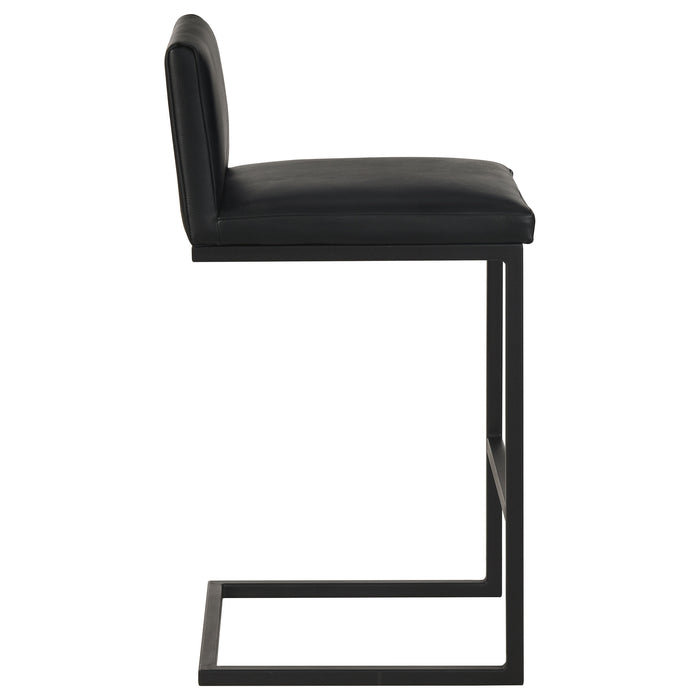 Vardon Genuine Leather Bar Stool Black (Set of 2)