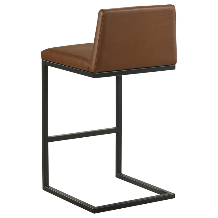 Vardon Genuine Leather Bar Stool Dark Brown (Set of 2)