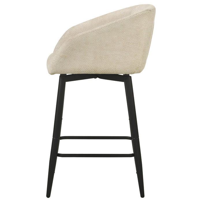 Rainer Fabric Upholstered Swivel Counter Height Chair Cream (Set of 2)