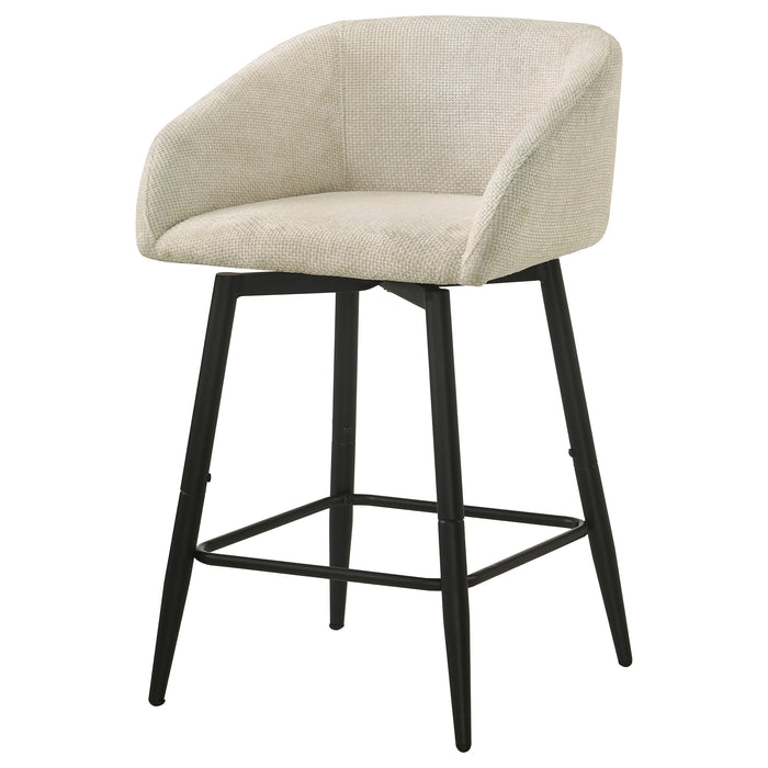 Rainer Fabric Upholstered Swivel Counter Height Chair Cream (Set of 2)