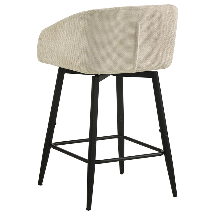 Rainer Fabric Upholstered Swivel Counter Height Chair Cream (Set of 2)