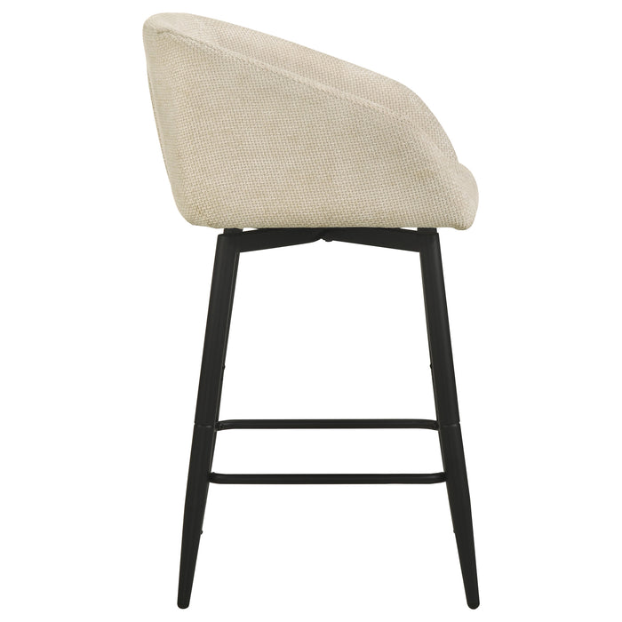 Rainer Fabric Upholstered Swivel Counter Height Chair Cream (Set of 2)