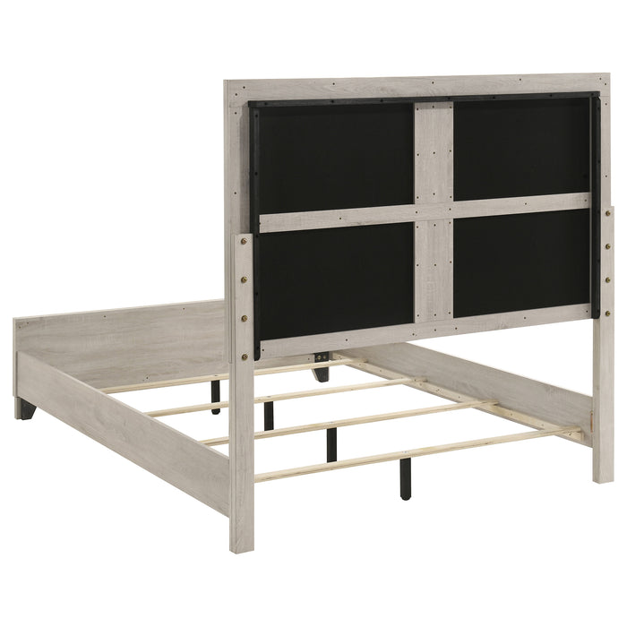Farre Queen Upholstered Platform Panel Bed Washed Grey