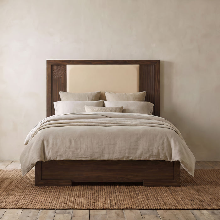 Etienne Full Velvet Upholstered Panel Bed Walnut