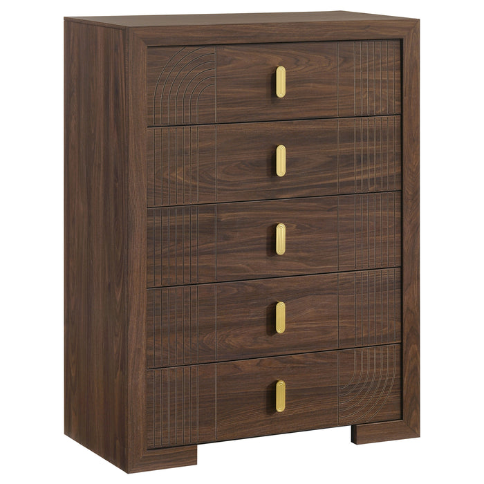 Etienne 5-piece Full Bedroom Set Walnut