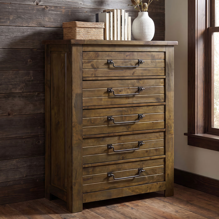Doherty 5-drawer Chest of Drawers Rustic Brown