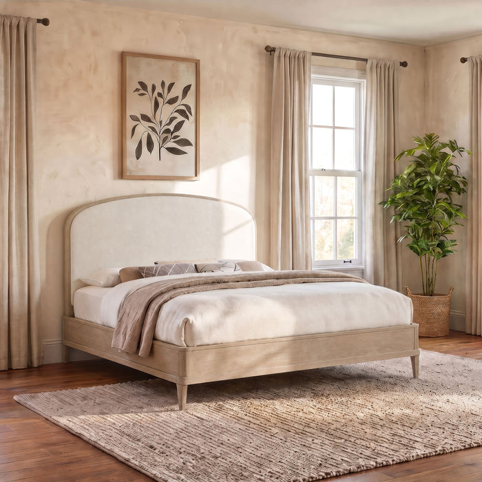 Lucaire California King Upholstered Panel Bed Sandstone