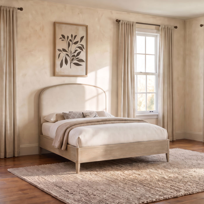 Lucaire Queen Upholstered Panel Bed Sandstone