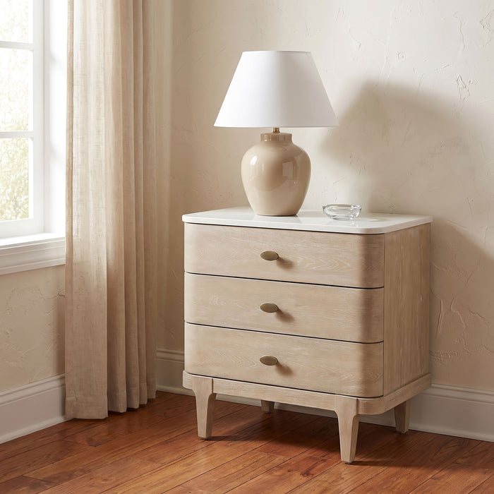 Lucaire 3-drawer Nightstand Bedside Table Sandstone
