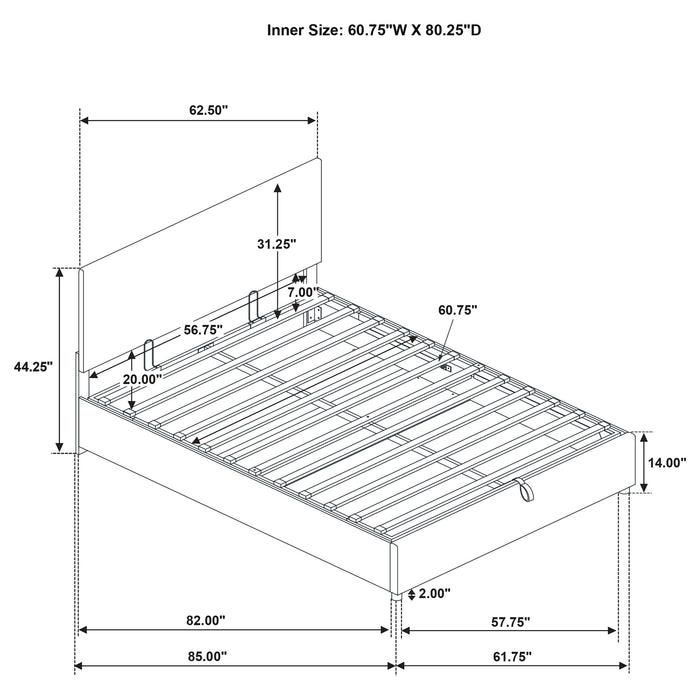 Reeves Upholstered Queen Lift-Top Storage Platform Bed Beige