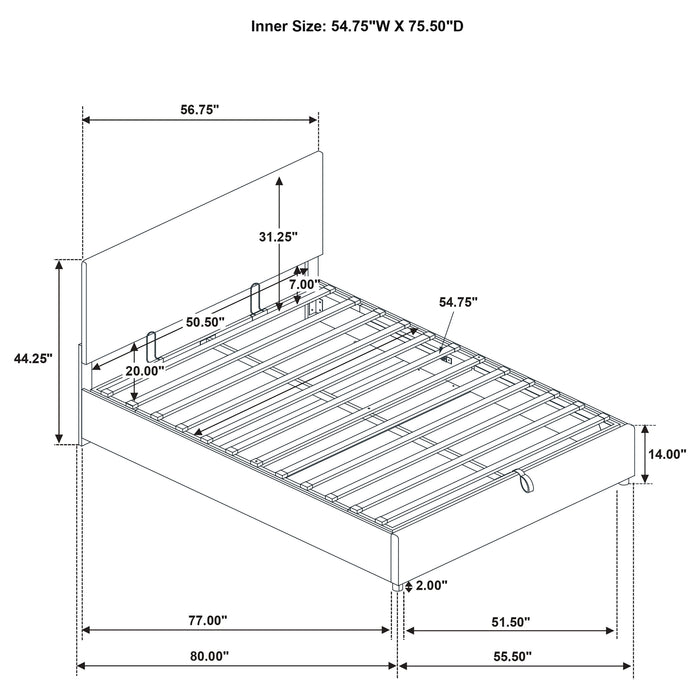 Reeves Upholstered Full Lift-Top Storage Platform Bed Tan