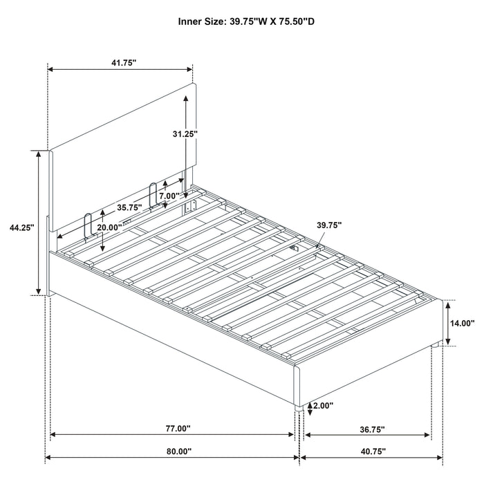 Reeves Upholstered Twin Lift-Top Storage Platform Bed Tan