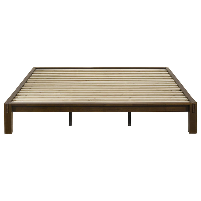Gislen Eastern King Easy Assembly Wood Platform Bed Walnut