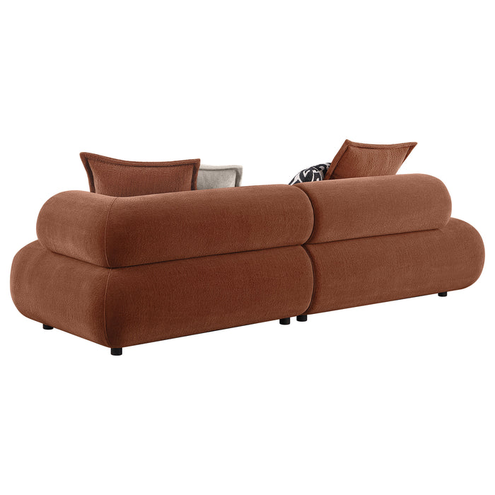 Byrne 105-inch Velvet Modular Bumper Sectional Sofa Rust