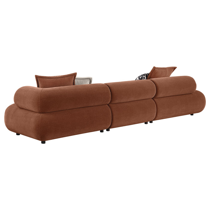 Byrne 143-inch Velvet Modular Bumper Sectional Sofa Rust