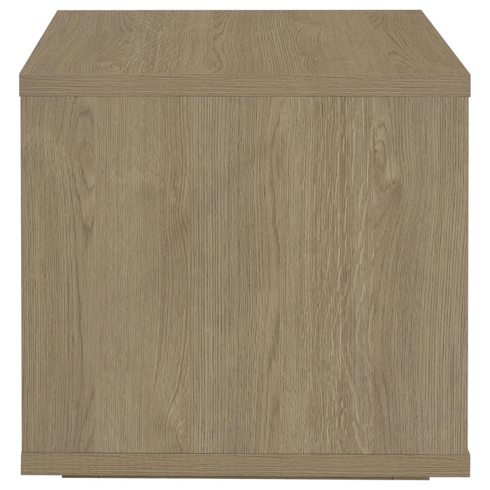 Ingram Square End Table with Drawer and Open Shelf Latte