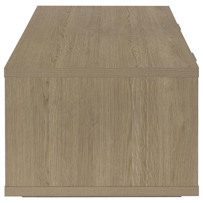 Ingram 2-Drawer Rectangular Coffee Table with Open Shelf Latte