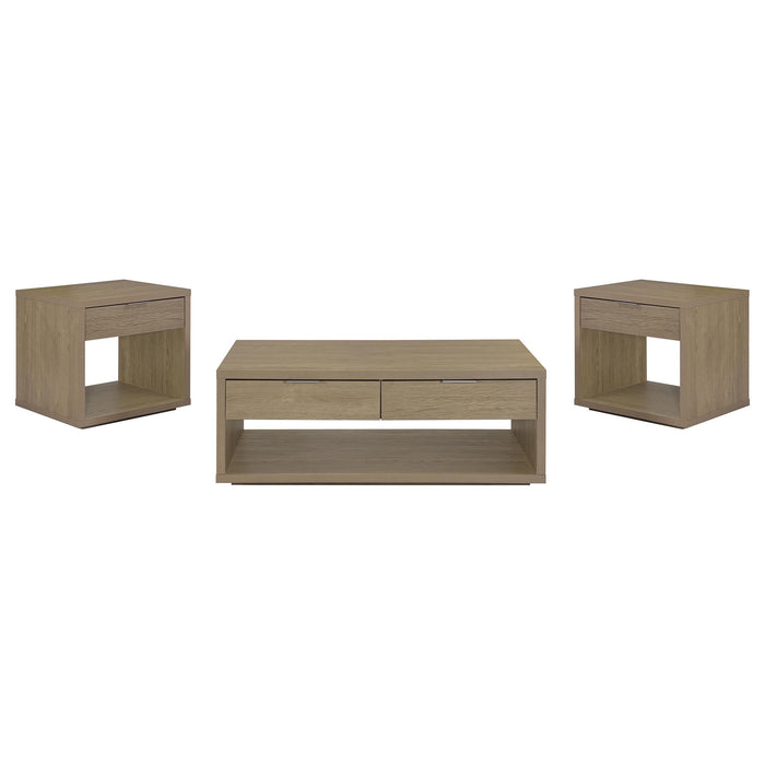 Ingram 3-Piece Coffee and End Table Set with Storage Latte